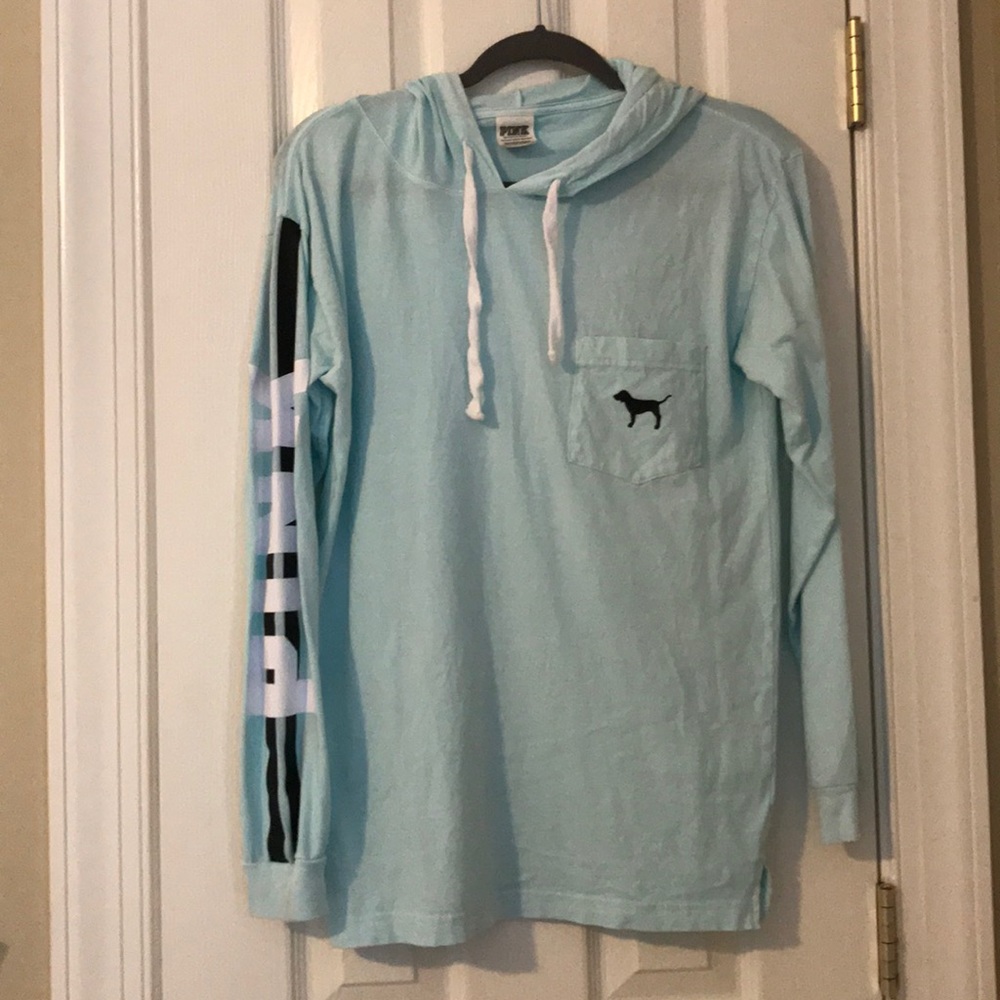 Teal VS Pink Long Sleeve Hooded Shirt